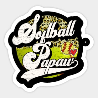 Softball Papaw Vintage Leopard Softball Family Matching Sticker